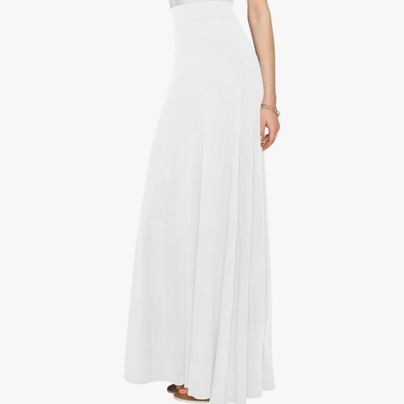 Women's Solid Basic Lightweight Floor Length Flare Long Maxi Lounge Skirt -white - Picture 1 of 6